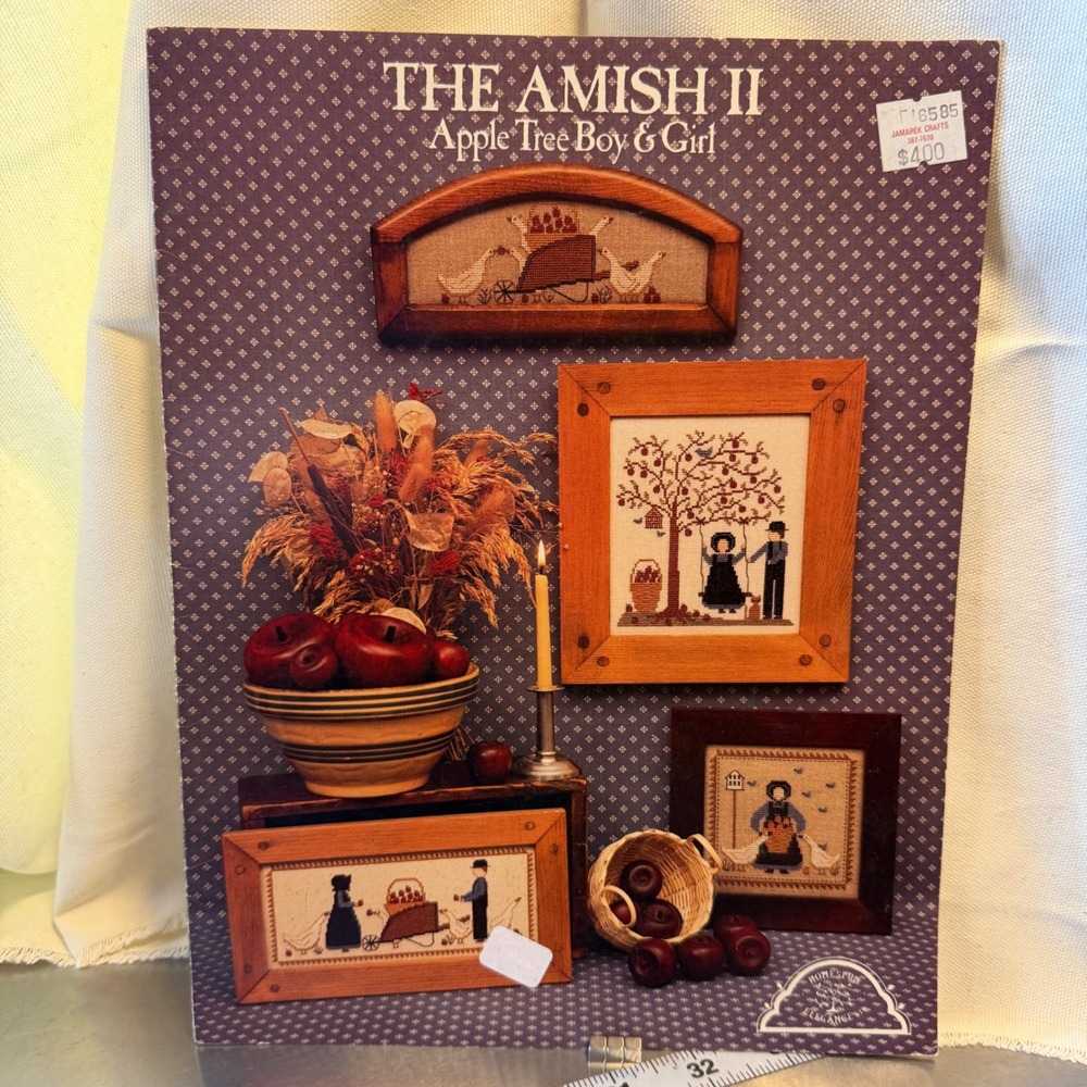 The Amish II Apple‎ Tree Boy Girl Cross Stitch Pattern Leaflet